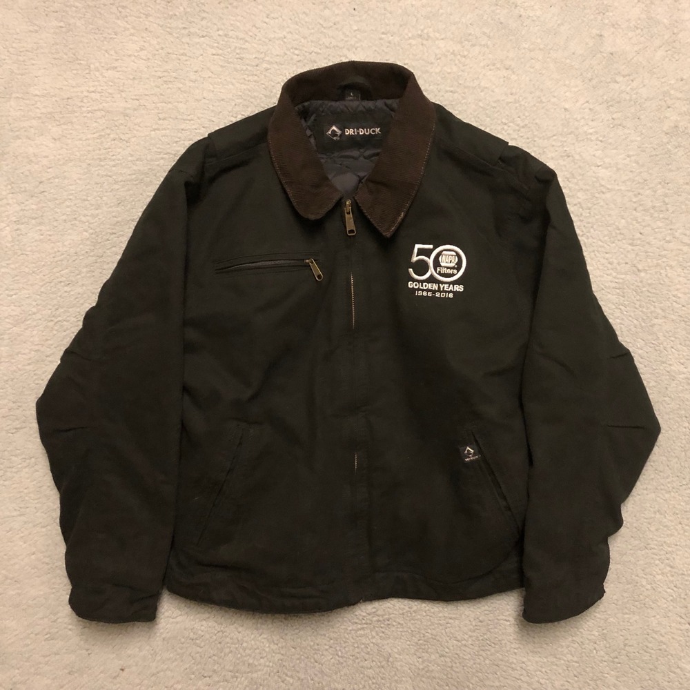 Dri-Duck Mens Black Canvas Work Jacket NAPA Filters 50th‎ Anniversary Large